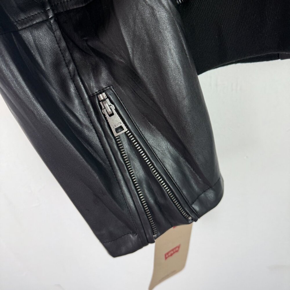 NWT Levi's Lightweight Faux Leather Bomber Jacket Zippers Black Size XL NEW - Picture 15 of 16